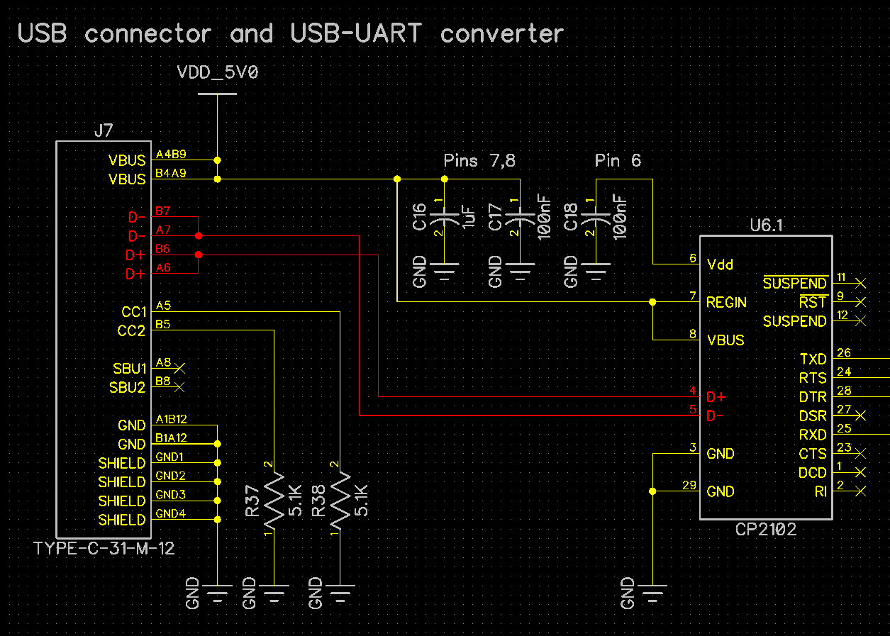 Schematic for Using USB-C Connectors with Full Pinout