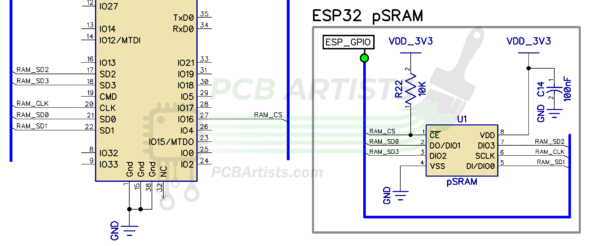 ESP32 PSRAM Schematic and Notes - PCB Artists