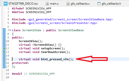 add button callback declaration in Screen1View hpp