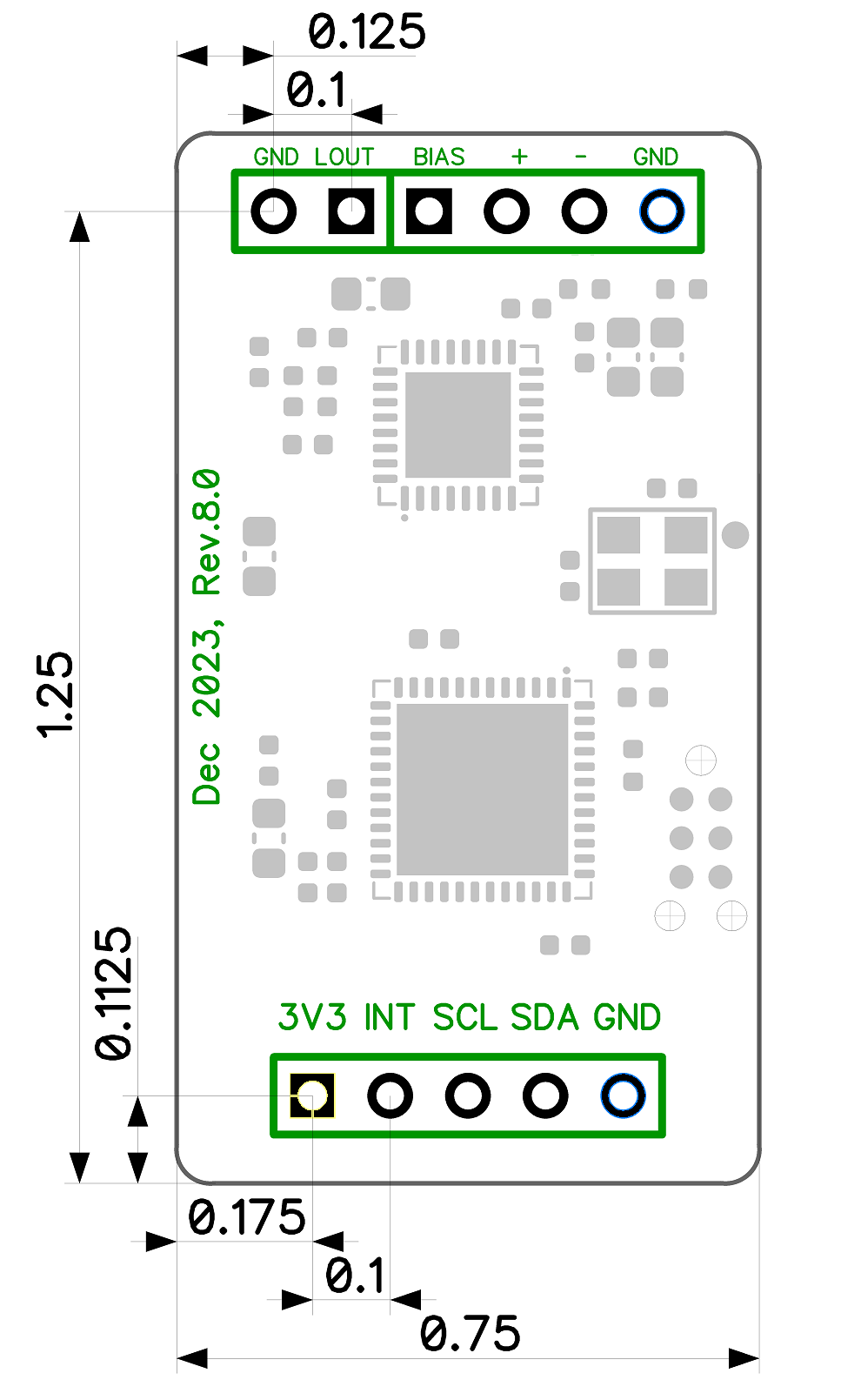 i2c decibel meter module ip67 dimensions inches